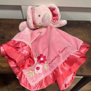 Carters mommy loves me pink elephant security blanket rattle baby plush lovey